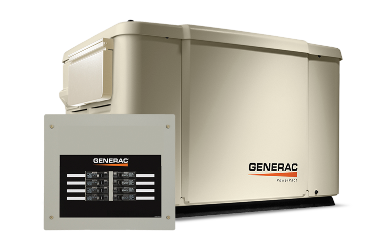 Generac home generator with view of breaker panel